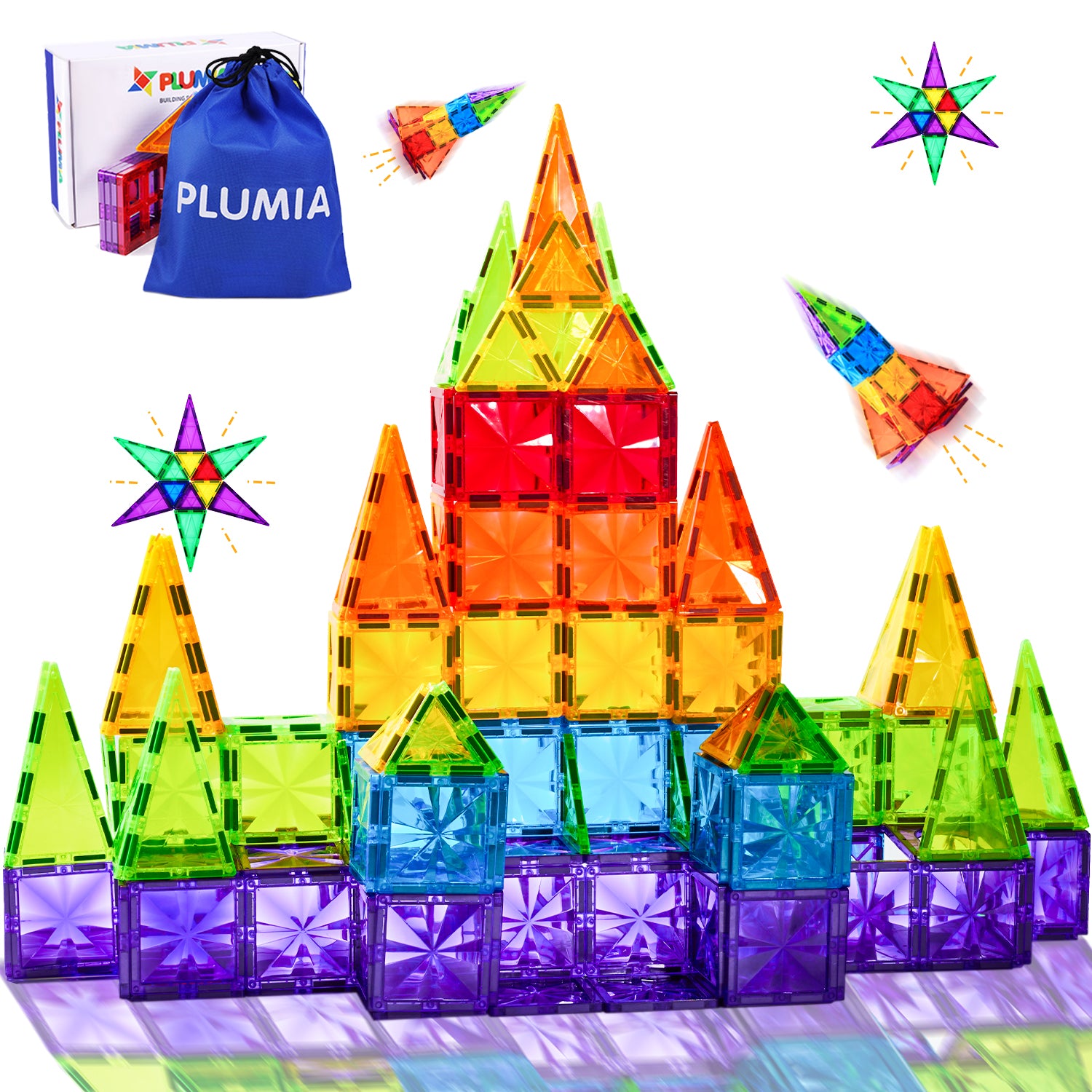 Magnetic Tiles Kids Toys STEM Magnetic Blocks Building Toys for Boys and Girls Colorful Diamond Pattern Magnet Tiles Preschool Sensory Montessori