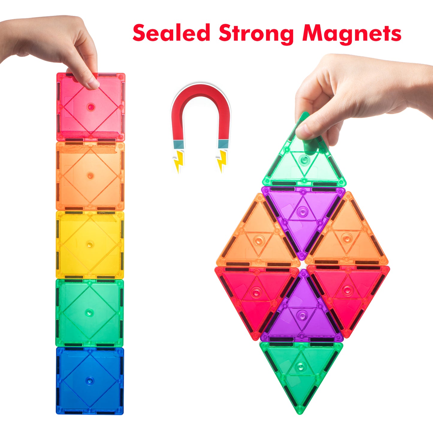 PLUMIA Magnets for Kids Learning Toys Magnetic Building Blocks Educational Toddler Toys Magnetic Tiles STEM Toys Gift for 3 4 5 Year Olds Boys and Girls