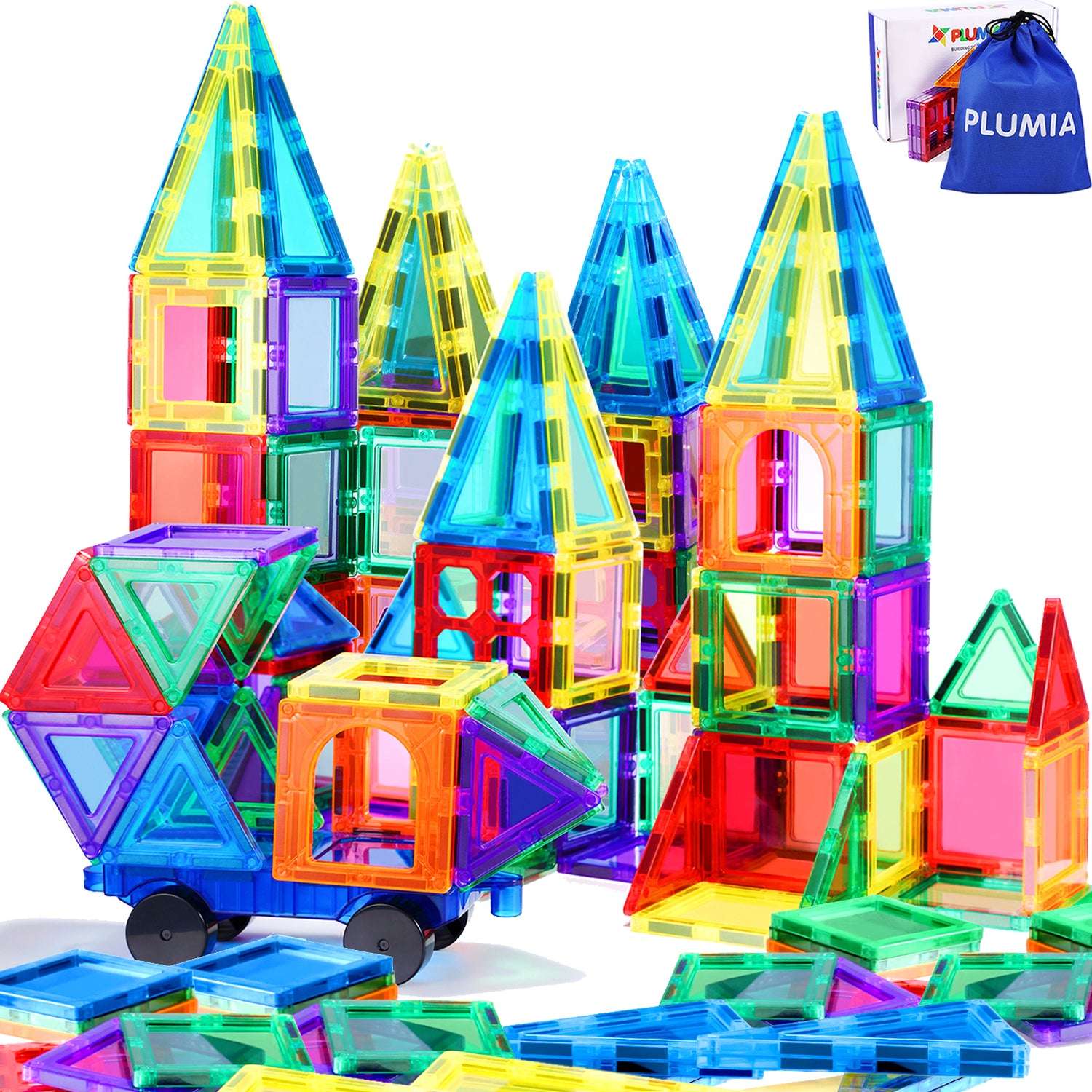 PLUMIA Magnetic Tiles for Kids 3D Magnet Building Tiles Set STEM Learn –  PLUMIA Toys