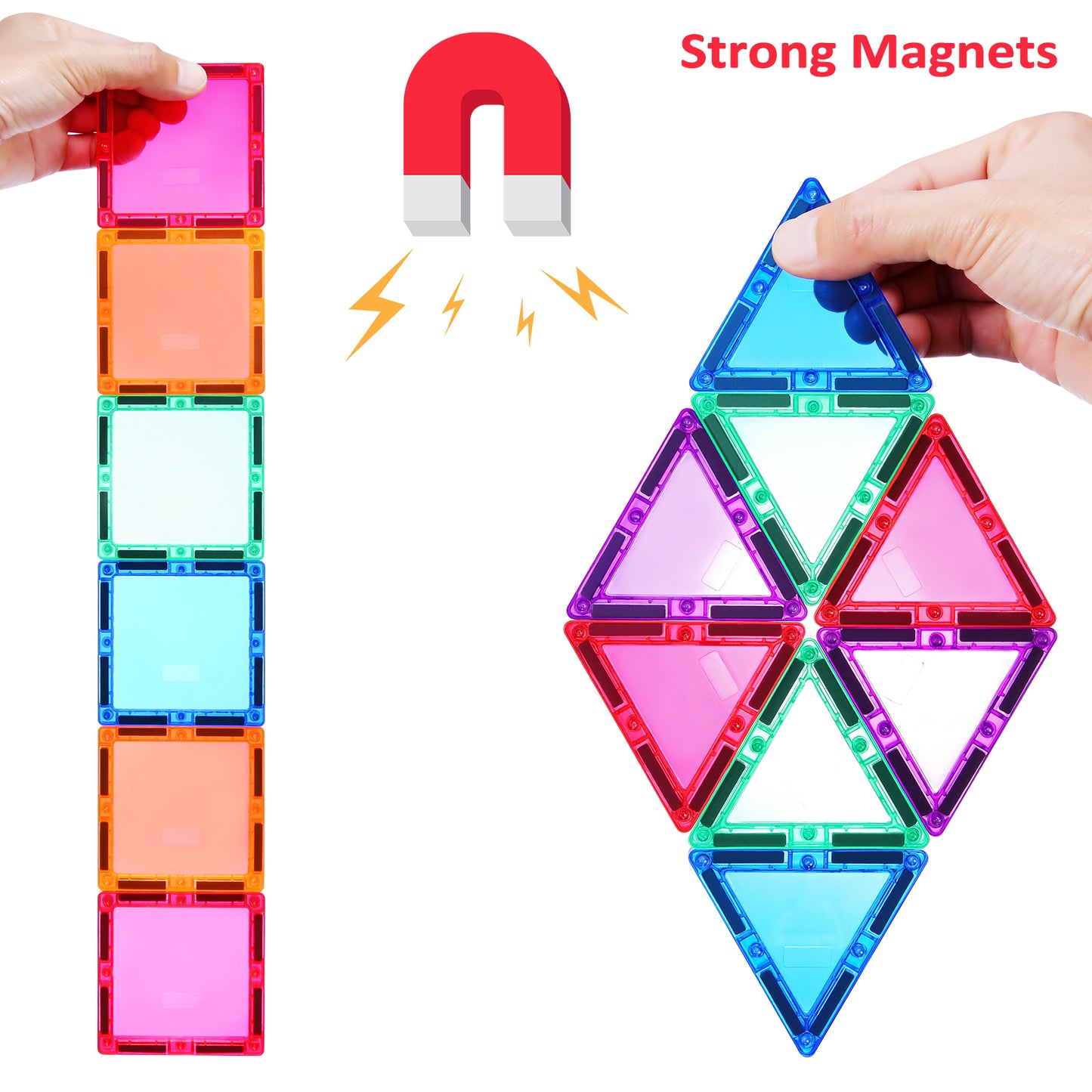 PLUMIA Magnetic Tiles STEM Educational Toys Magnets for Kids 3D Magnetic Blocks for Toddlers Creativity Gifts Toys for 3 4 5 6 Year Old Boys and Girls
